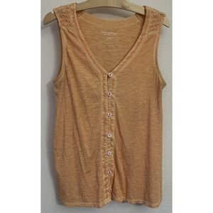 Soft Surroundings Orange Tie Dye Button Front Sleeveless Tank Top Women's Medium